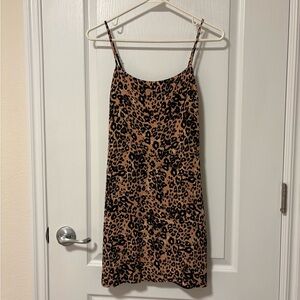 Aritzia Wilfred Tan and Black Animal Print Mini Dress